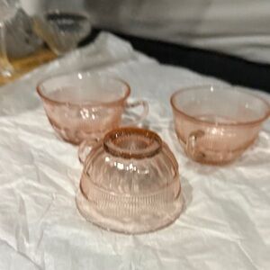 Elegant Pink Glass Teacup Set